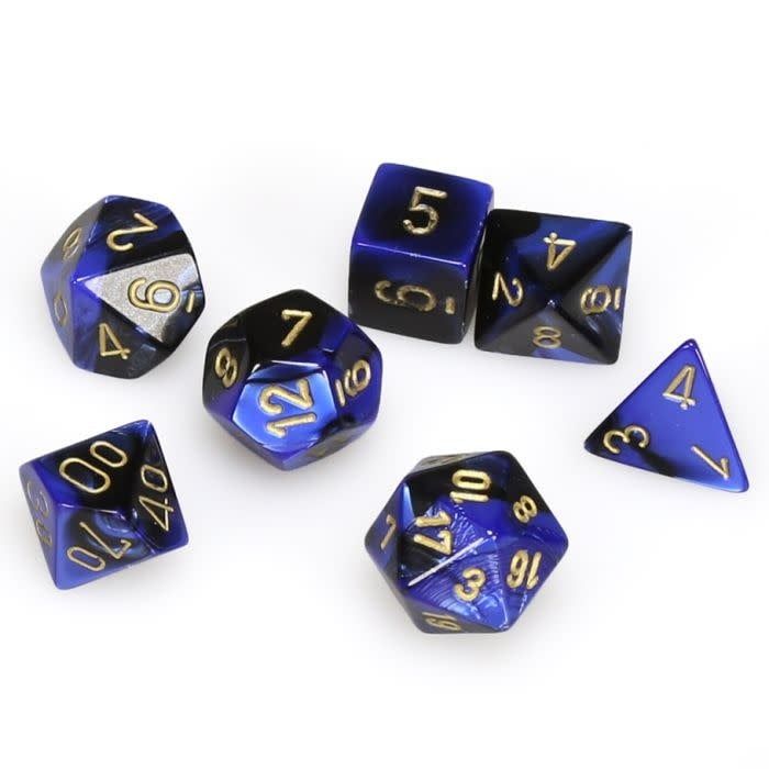 RPG Dice Set (7): Gemini Black and Blue with Gold