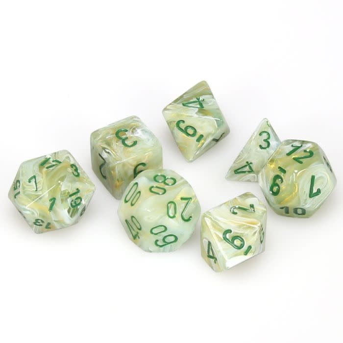 RPG Dice Set (7): Marble Green with Dark Green