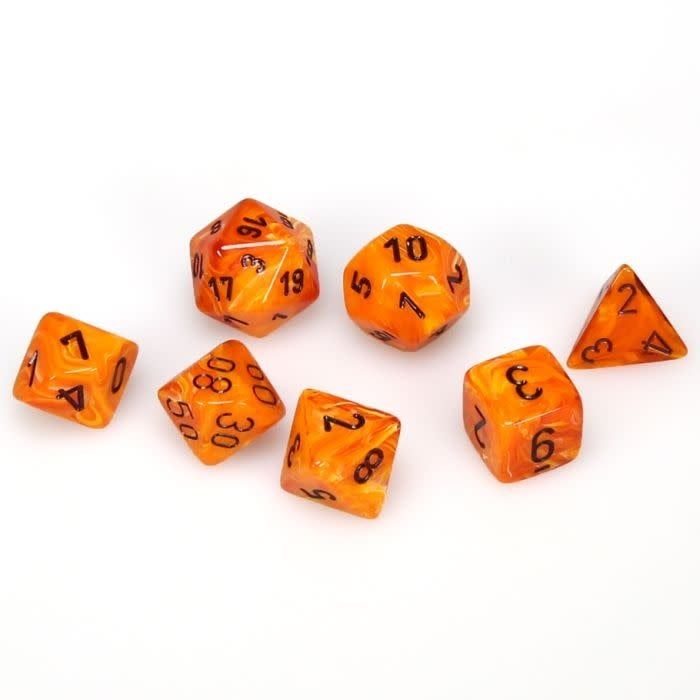 RPG Dice Set (7): Vortex Orange with Black