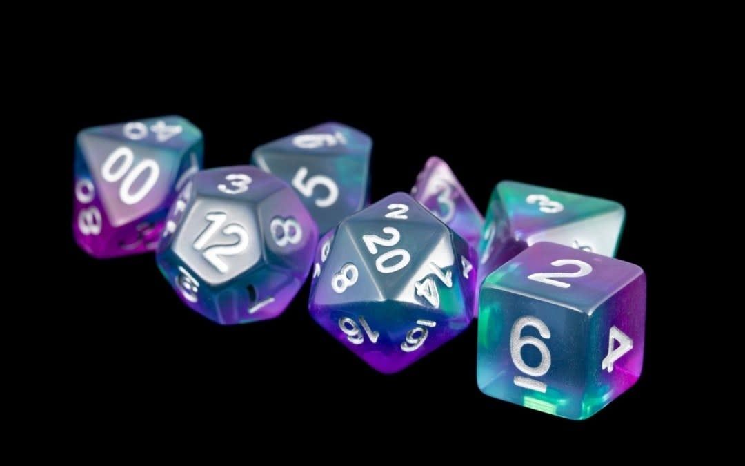 16mm Resin Polyhedral Dice Set - Blue Aurora