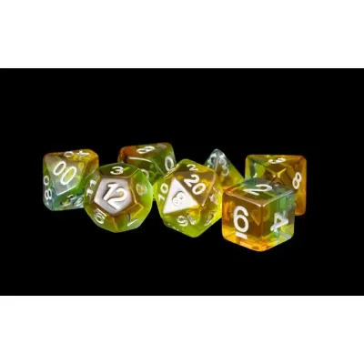 16mm Resin Polyhedral Dice Set - Yellow Aurora