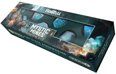 Mystic Mines Gemstone Poly Dice Sets: Upgraded Packaging: Cat&#39;s Eye Aquamarine