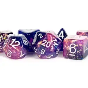 Colorful Eternal Resin Polyhedral Dnd Dice Set: Eternal Purple/Black