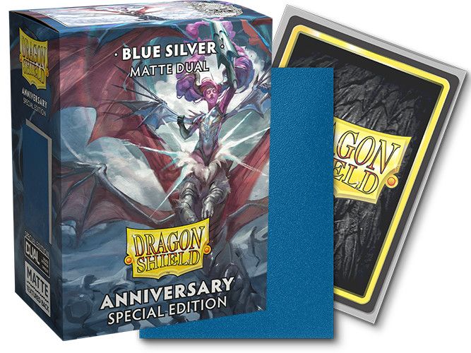 Dragon Shield Sleeves: Standard Matte Dual 25th Anniversary - Blue Silver 100CT