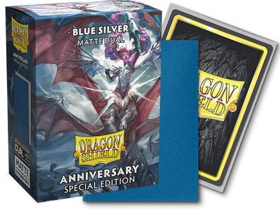 Dragon Shield Sleeves: Standard Matte Dual 25th Anniversary - Blue Silver 100CT