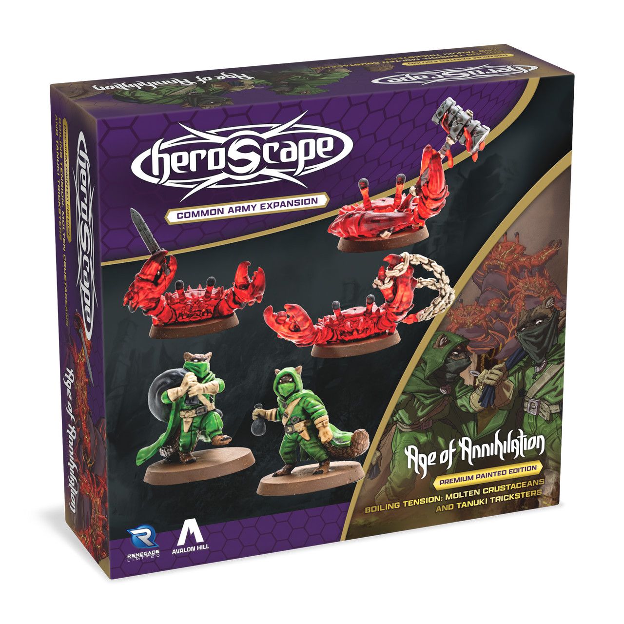 Heroscape: Molten Crustaceans &amp; Tanuki Tricksters Common Army Expansion Painted