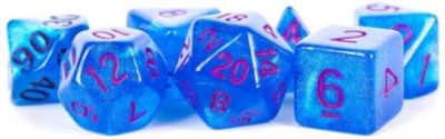 Stardust Acrylic Polyhedral Dice Set: Blue w/ Purple Numbers