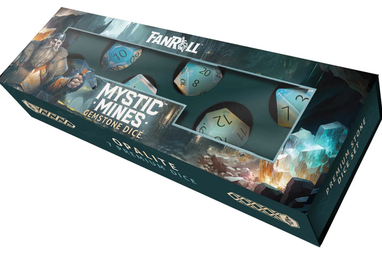 Mystic Mines 16mm Stone Poly Dice Set: Opalite