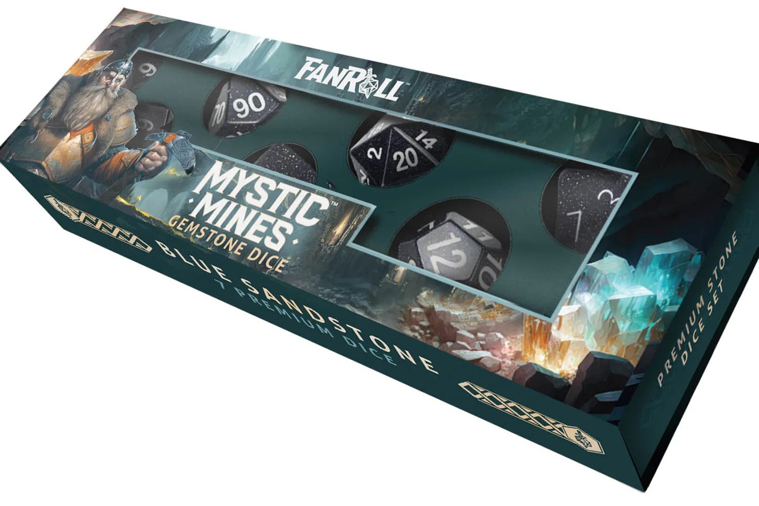 Mystic Mines 16mm Stone Poly Dice Set: Blue Sandstone