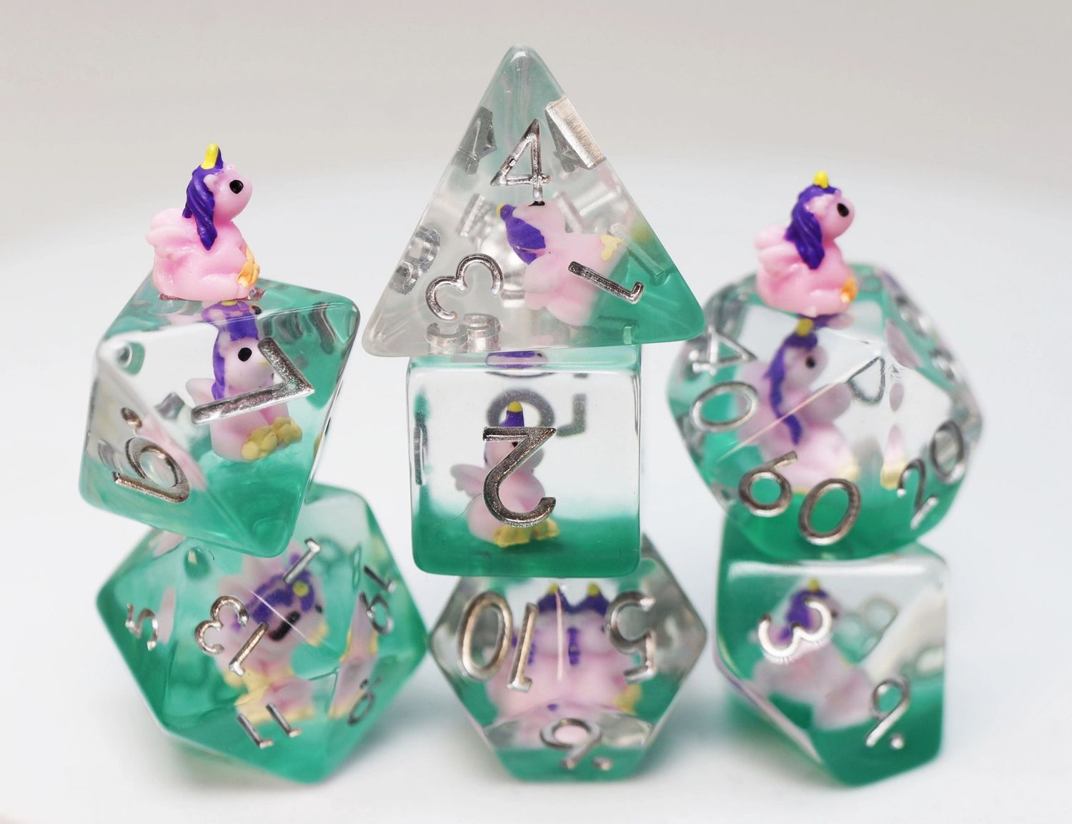 RPG Dice Set (7): Enchanting Unicorn Rpg Dice Set