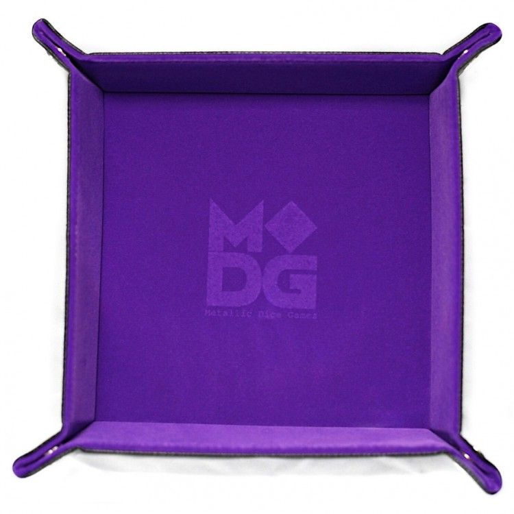 Velvet Folding Dice Tray with Leather Backing: Purple