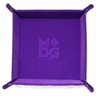 Velvet Folding Dice Tray with Leather Backing: Purple