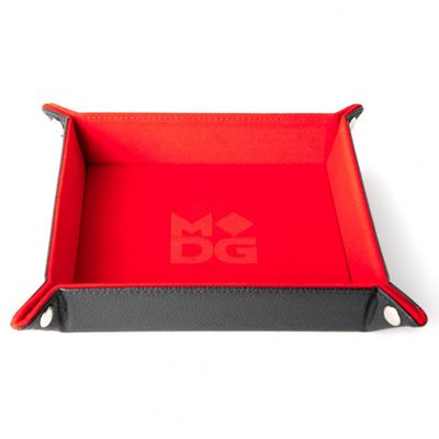 Velvet Folding Dice Tray with Leather Backing: Red