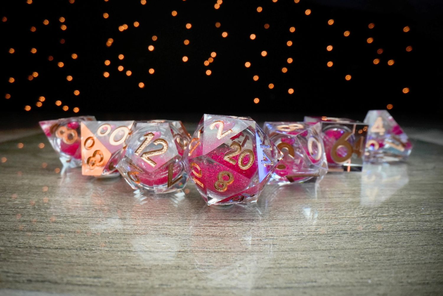 RPG Dice Set (7): Gen 2: Elixir Liquid Core Dice: Magenta Mayhem