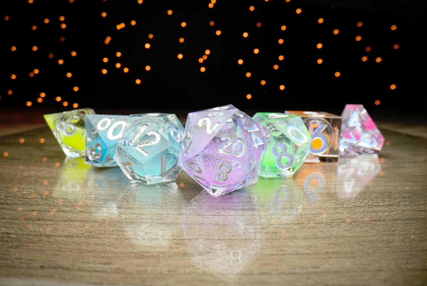 RPG Dice Set (7): Gen 2: Elixir Liquid Core Dice: Rainbow Dust