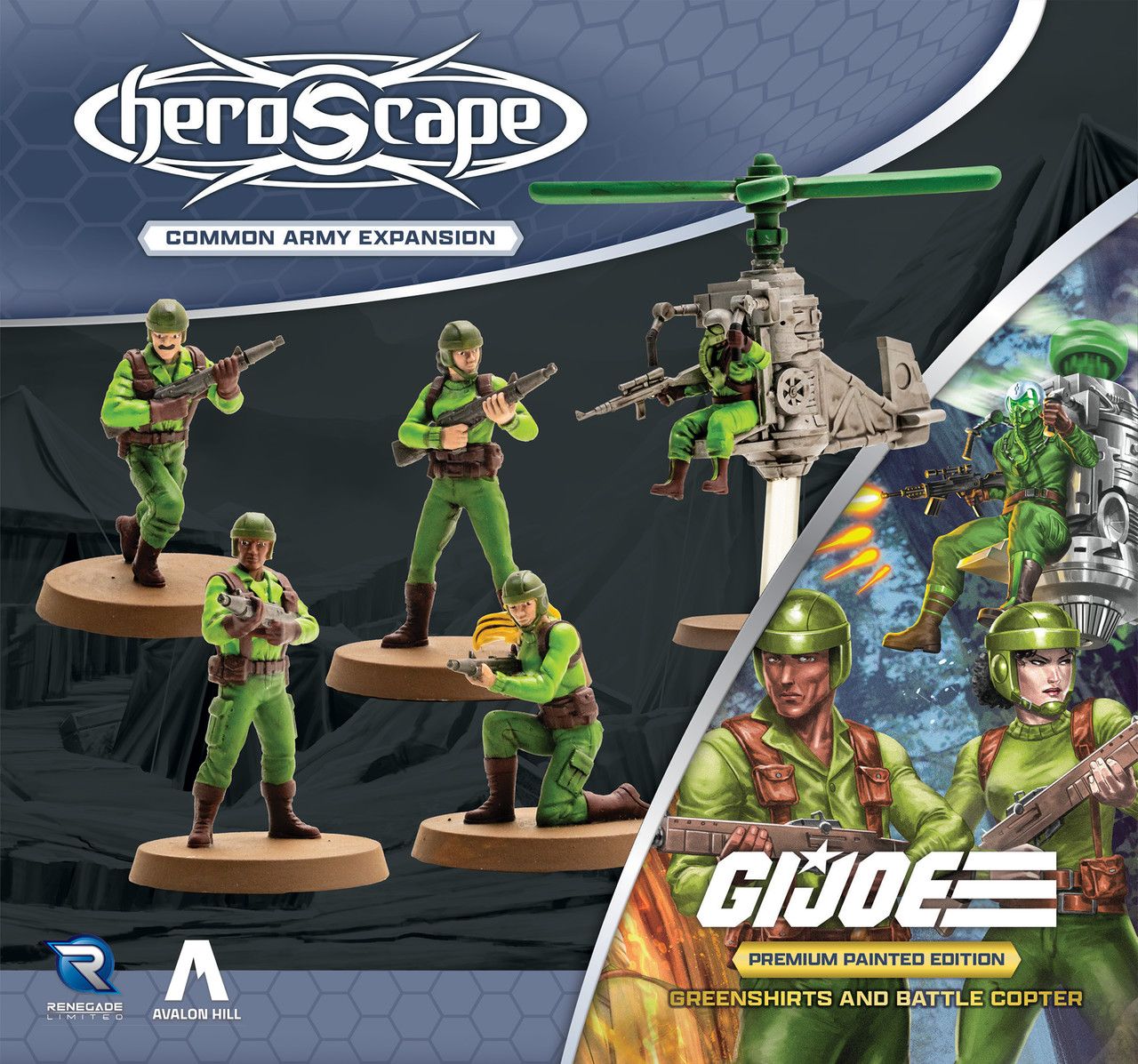 G.I. JOE Heroscape: Greenshirts &amp; Battle Copter Common Army Expansion Painted PRE-ORDER