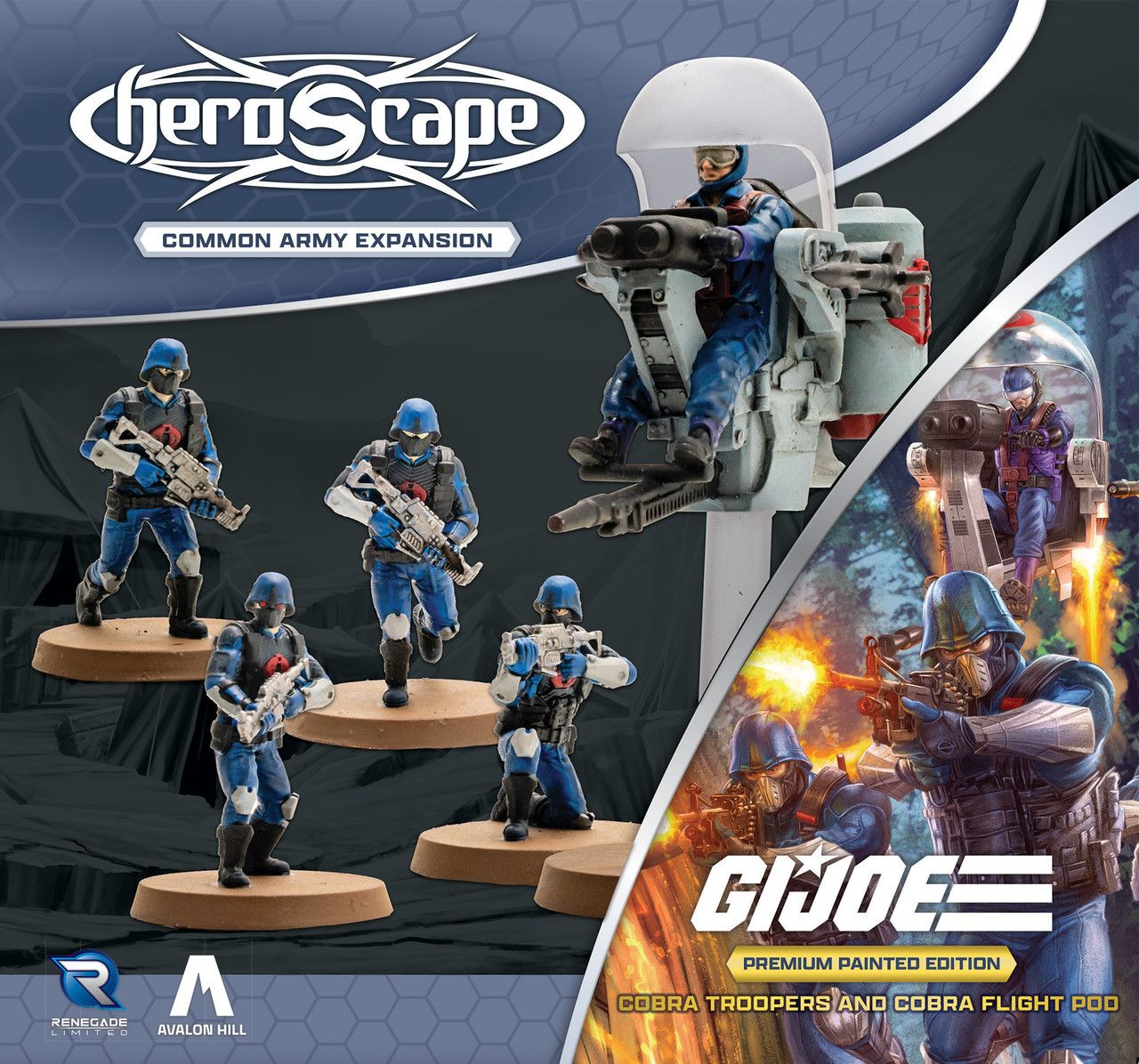 G.I. JOE Heroscape: COBRA Troopers &amp; COBRA Flight Pod Common Army Expansion Painted