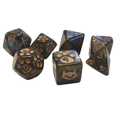 Kitten Polyhedral Dice Set Brown