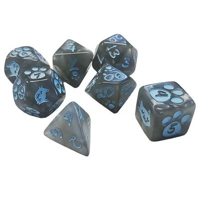 Kitten Polyhedral Dice Set Gray