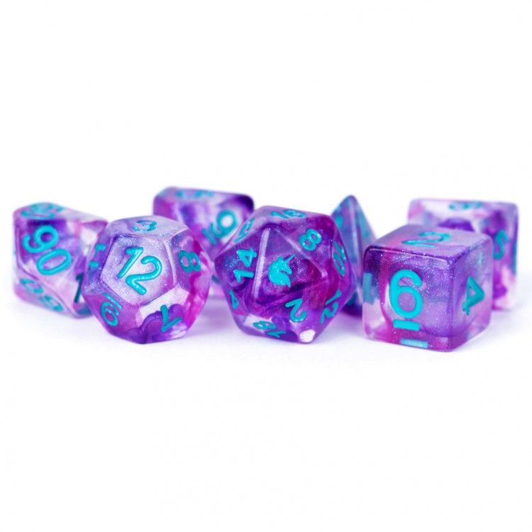 RPG Dice Set (7): Unicorn Resin Poly: Violet Infusion