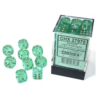 D6 (36): 12mm Borealis Luminary Light Green with Gold