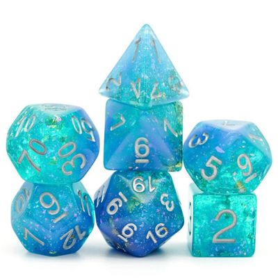 RPG Dice Set (7): Blue &amp; Green Seabed Treasure Rpg Dice Set