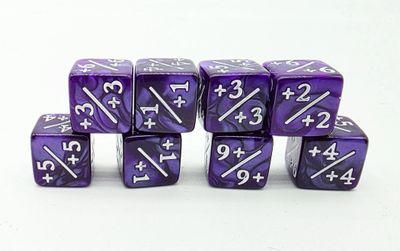 D6 (8): +1/+1 Pearl Purple Counters For Magic - Set of 8