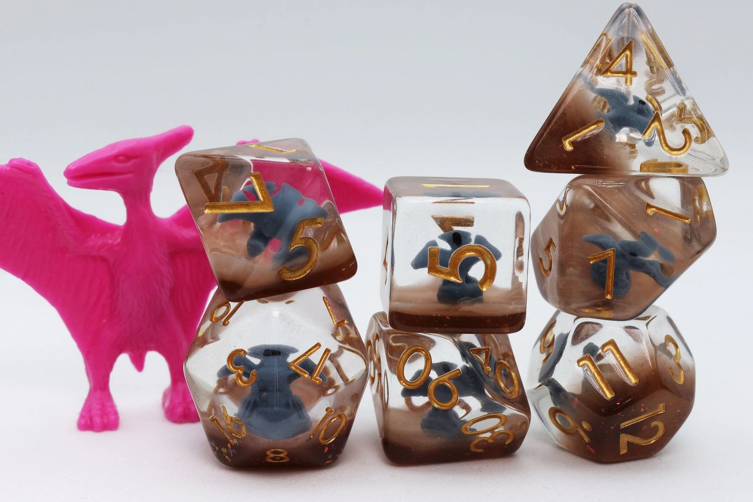 RPG Dice Set (7): Blue Pterodactyl Rpg Dice Set