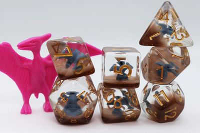 RPG Dice Set (7): Blue Pterodactyl Rpg Dice Set