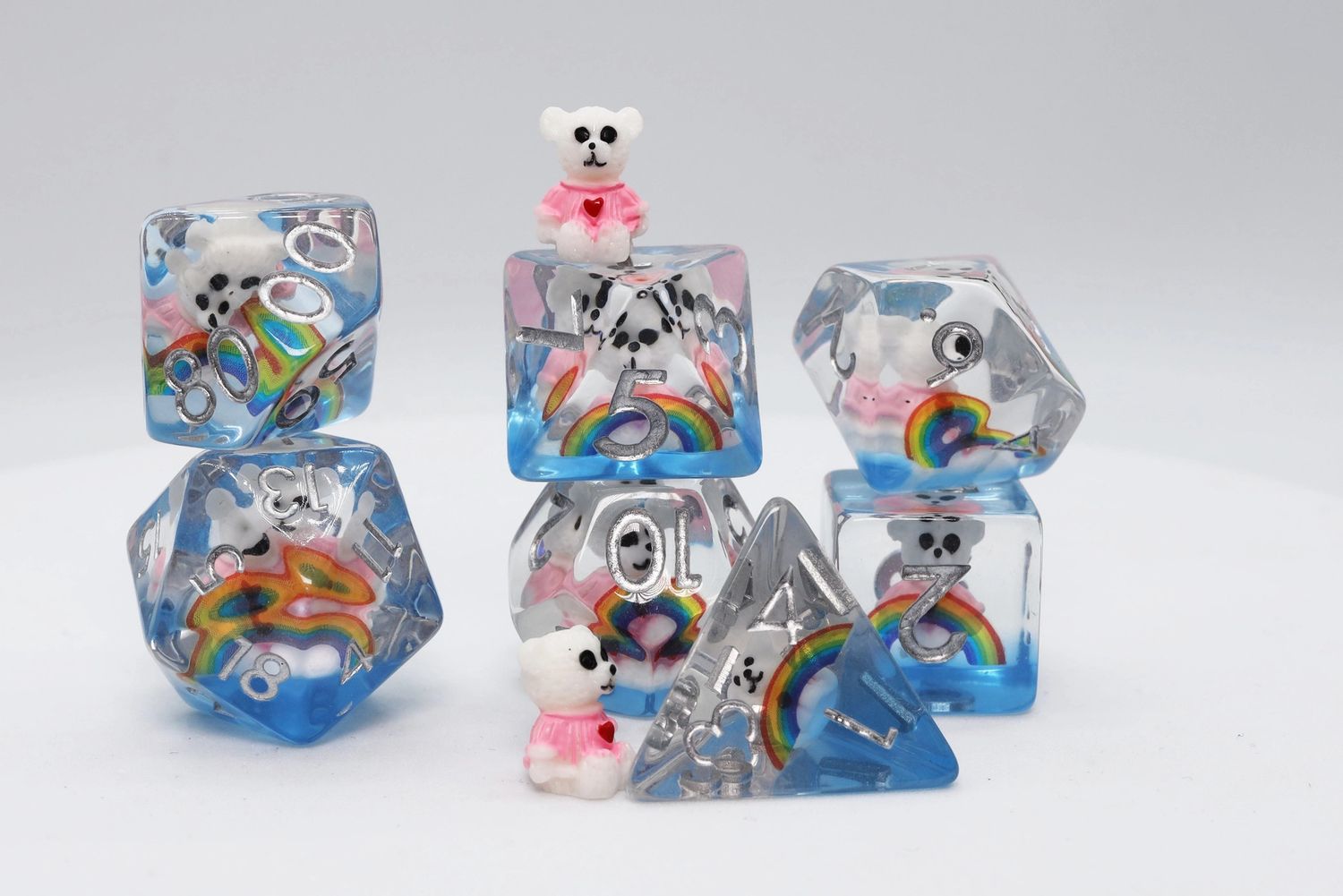 RPG Dice Set (7): Rainbow &amp; Teddy Rpg Dice Set