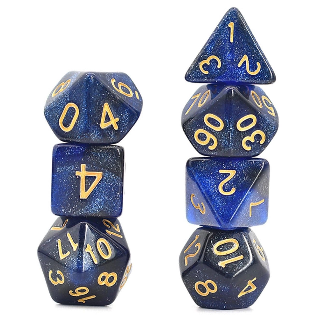 RPG Dice Set (7): Black &amp; Blue Galaxy Rpg Dice Set