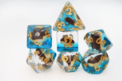 RPG Dice Set (7): Pastry Pets: Eclair Rabbit - Pin &amp; Rpg Dice Set
