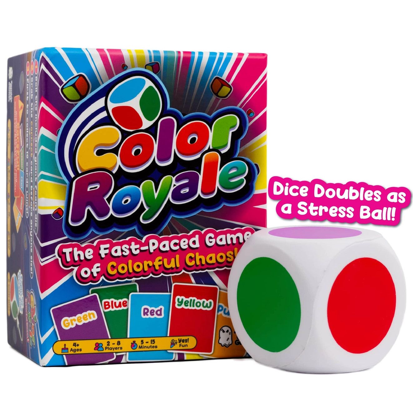 Color Royale Fast-Paced Family Party Game with Stress Ball