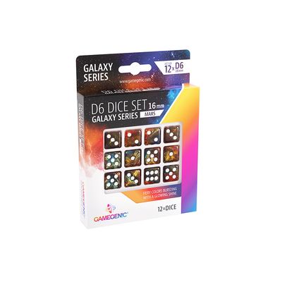 D6 (12): Galaxy Series - Mars - D6 Dice Set 16 mm