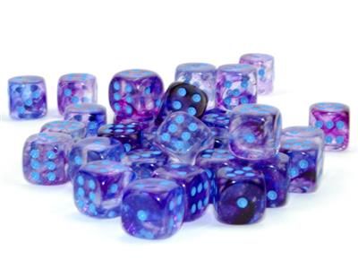 D6 (36): Nebula® 12mm d6 Nocturnal™/blue Luminary™ Dice Block™