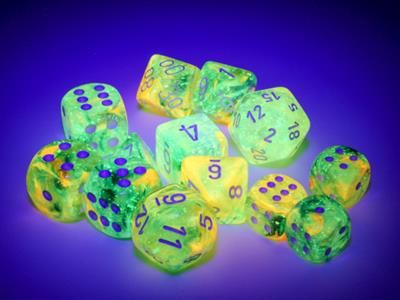 D6 (36): Nebula® 12mm d6 Spring/white Luminary™ Dice Block