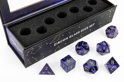 RPG Dice Set (7): Zircon Glass Birthstone Dice - June: Alexandrite