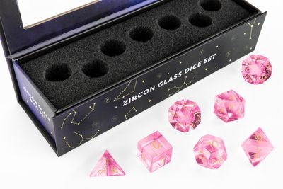 RPG Dice Set (7): Zircon Glass Birthstone Dice - October: Tormaline