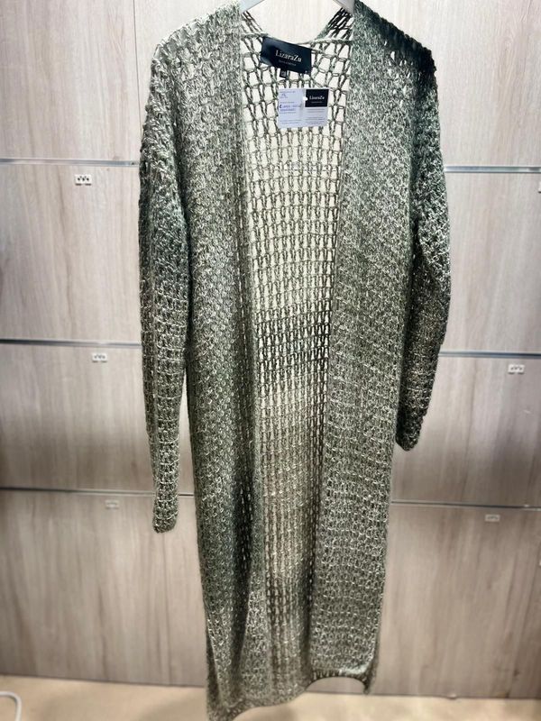 CARDIGAN LARGO CROCHET MALAQUITA