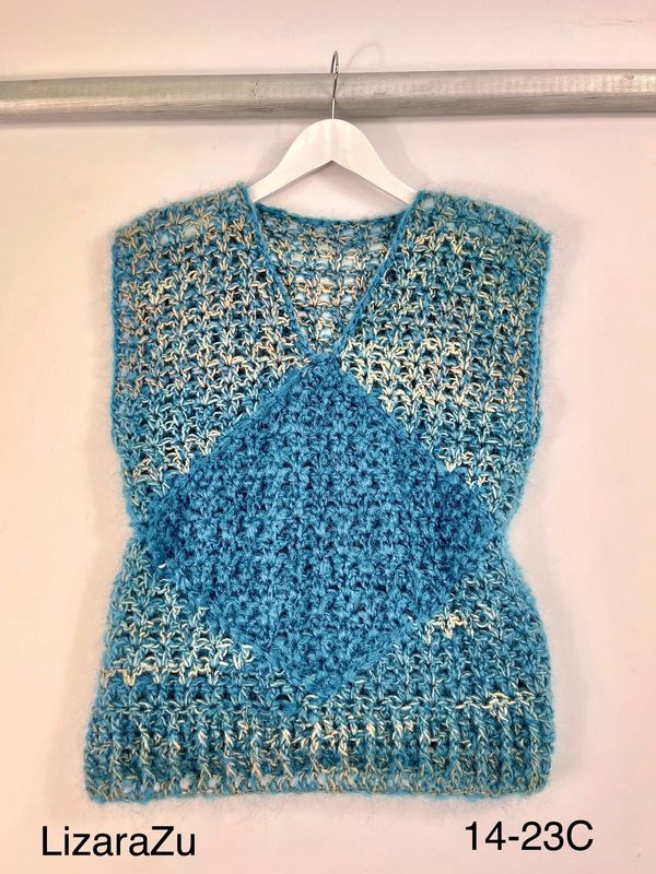 CHALECO CROCHET PICO DORADO OPALO