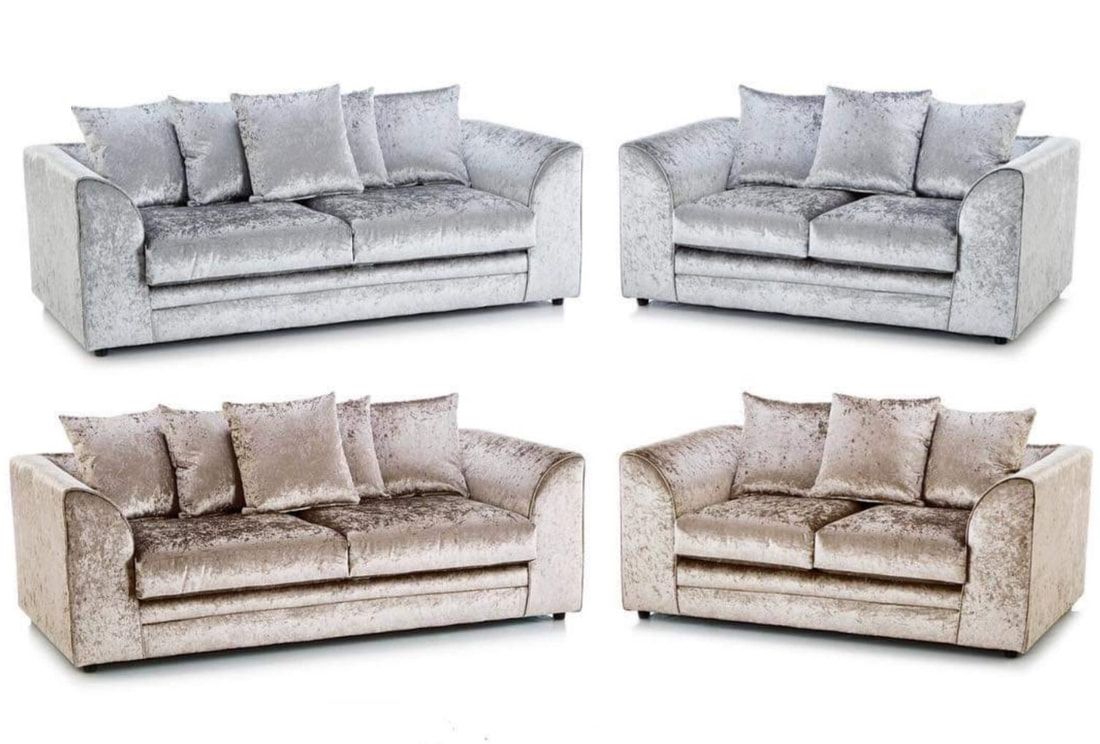 Crystal Crushed Velvet 3+2 Seater Sofa Set