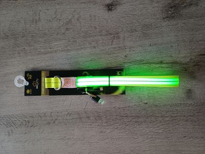Halsband Nylon Licht USB 40-55/2.5 cm neon geel