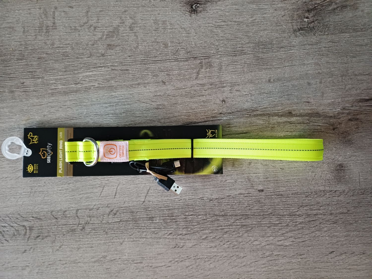 Halsband Nylon Licht USB 30-40/2.5 cm neon geel