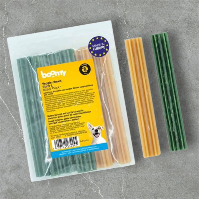 Boomy - Veggie chews stick L (8st) Boomy - Veggie chews stick L (8st)