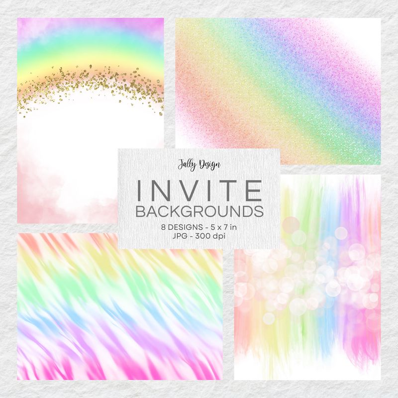 Fondos arcoíris para crear invitaciones.