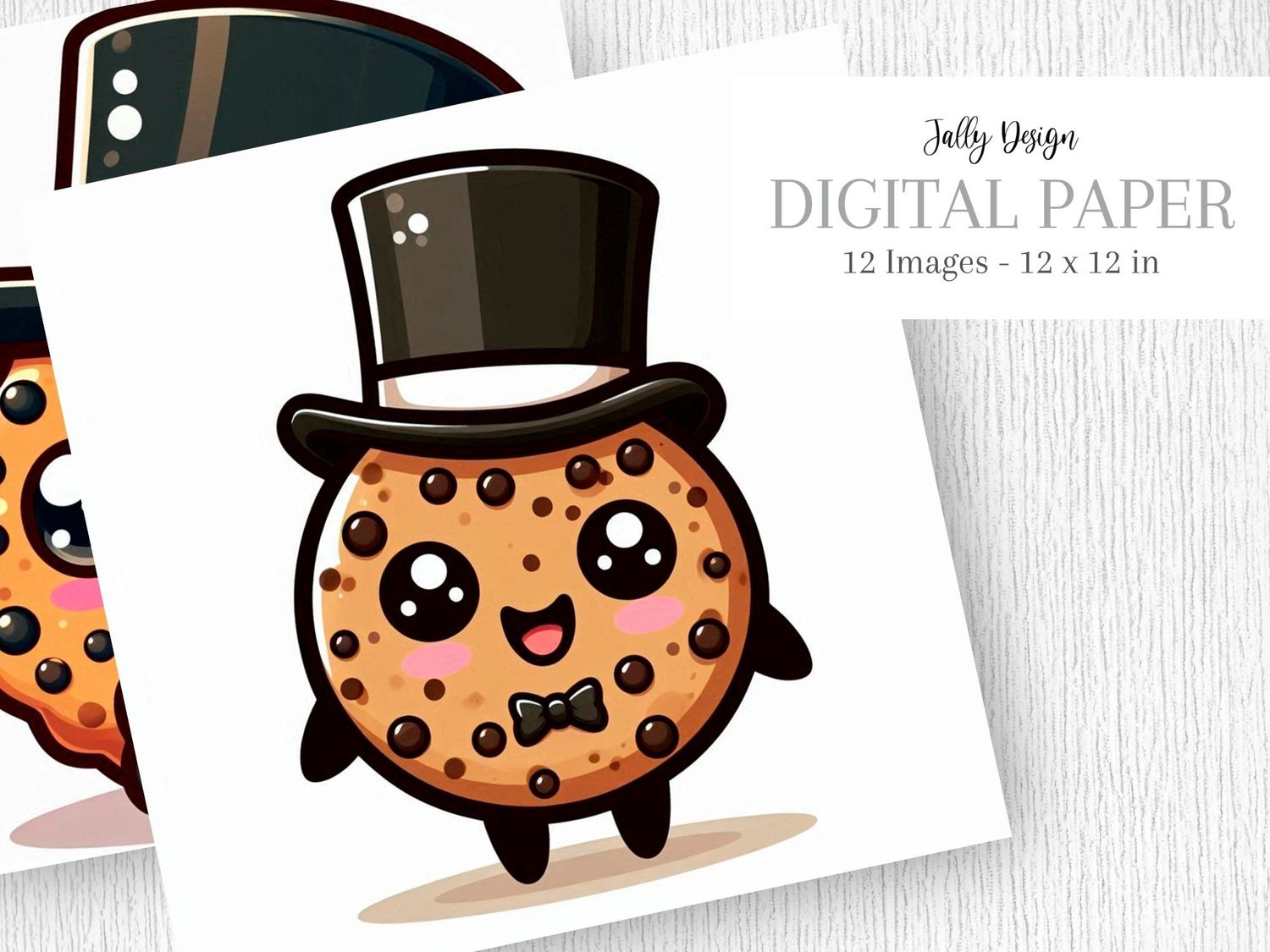 Caricatura de una elegante galleta de chocolate con sobrero de copa