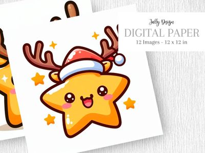 Estrella de caricatura disfrazada de un reno de Navidad