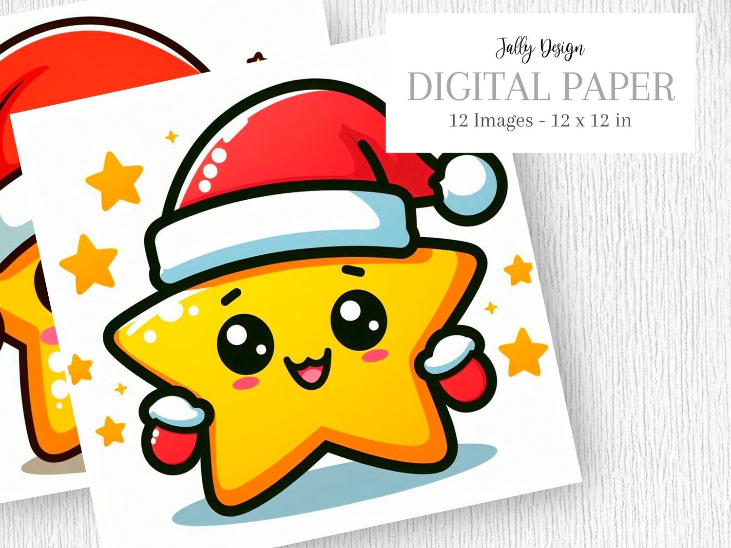 Caricatura de una feliz estrella disfrazada de Santa Claus lista para Navidad