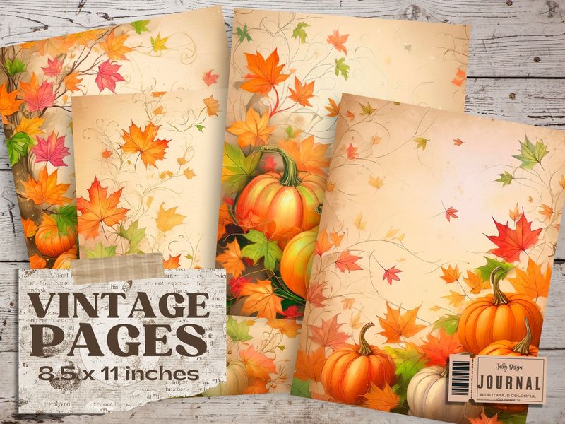 Hermosas páginas con diseños de calabazas para temporada de Otoño para junk journal