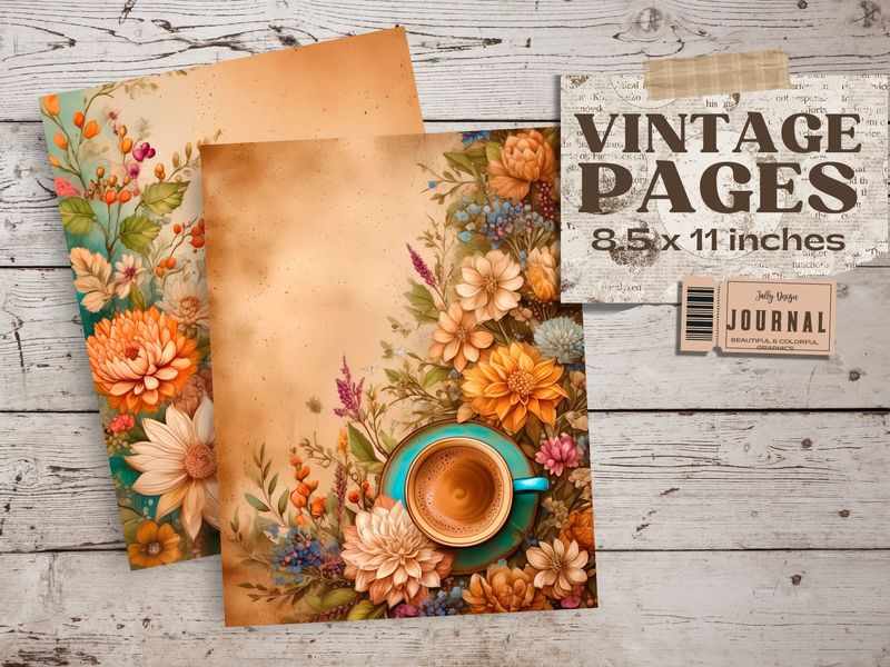Páginas antiguas con tema de Otoño para junk journal